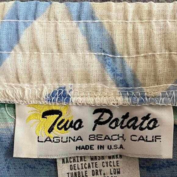 Vintage 80s 90s NOS Two Potato Tiered Midi Skirt S Pastel Boho Coastal Sheer - Picture 8 of 9